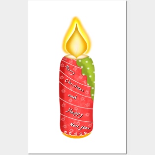 Merry Christmas and happy new year candle Posters and Art